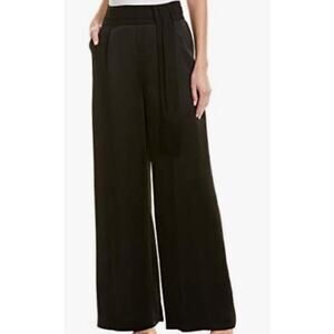 Rachel Zoe Delta Luxuries Wide Leg Satin Pants Women 12 Black Formal ($385)NWT